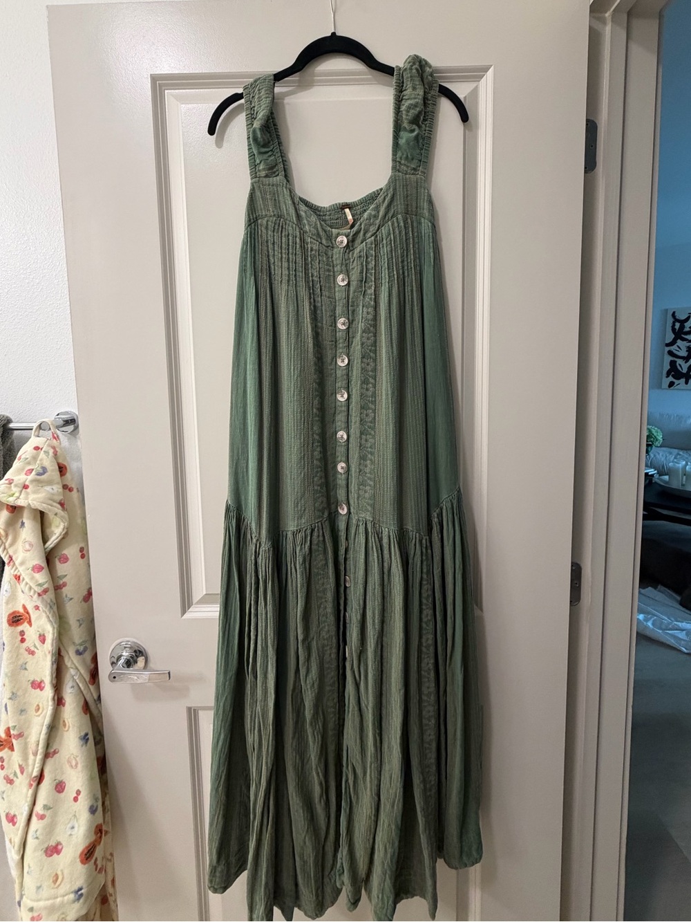 Free People Sage Green Button-Front Maxi Dress - Picture 1 of 5